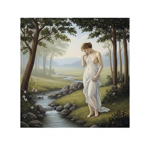 Ethereal Nude Woman Art | Serene Pastel Depiction