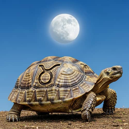Taurus Astrological Symbol Decorated Turtle with Venus and Ground