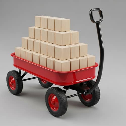 Vibrant Red Wagon with Wooden Blocks | Playful Kids Toy