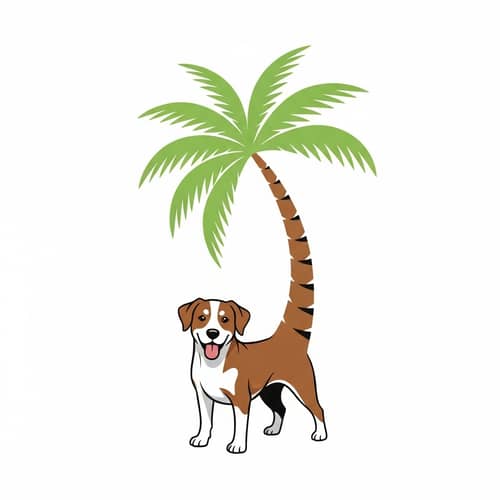 Unique Dog Logo with Palm Tree Tail | Creative Design