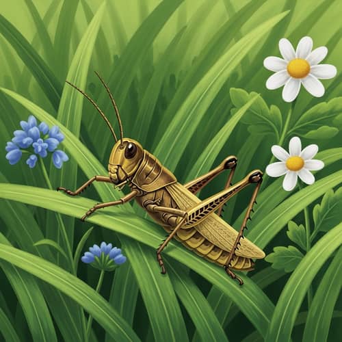 Blissful Grasshopper Among Green Grass | Garden Serenity