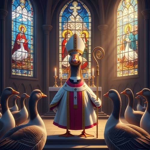 Goose Catholic Church Leader: Symbolic Imagery in a Cathedral Setting