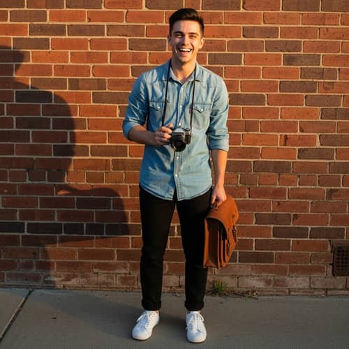 Meet Jimmy: Young Man with Vintage Camera and Vintage Style