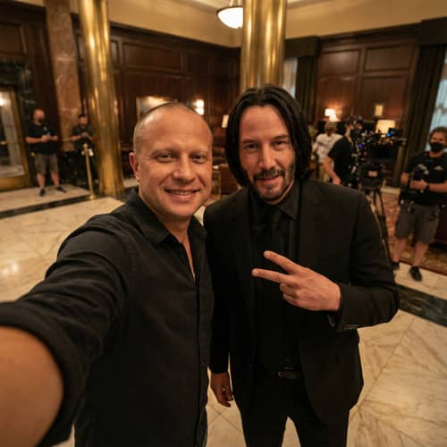 Candid Selfie with Keanu Reeves on John Wick Set