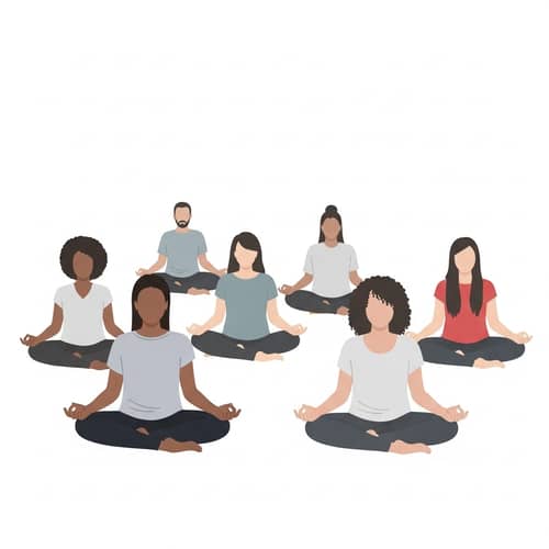 Diverse Group Meditation Illustration | Tranquil Retreat Art