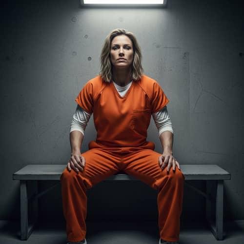 Athletic Celebrity Lookalike in Orange Jumpsuit: Stoic Defiance