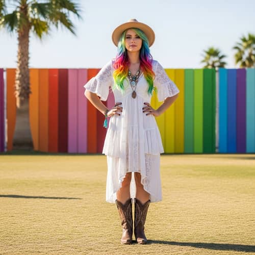 Bohemian Bridal Look at Coachella Festival
