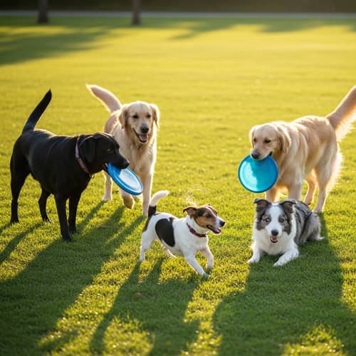 Playful Dogs in Grassy Park: Fetch, Tail Chasing & More