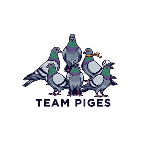 Team Logo Design with Five Pigeons Symbolizing Unity and Teamwork