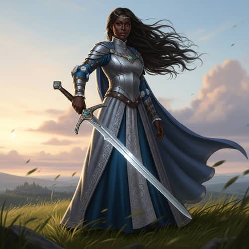 Noble Black Lady with Sword | Medieval-inspired Character
