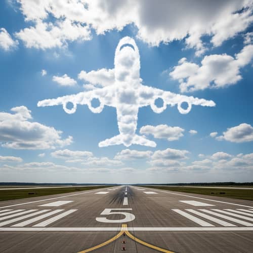 Grand Airplane Silhouette in Sky | Runway Takeoff Scene