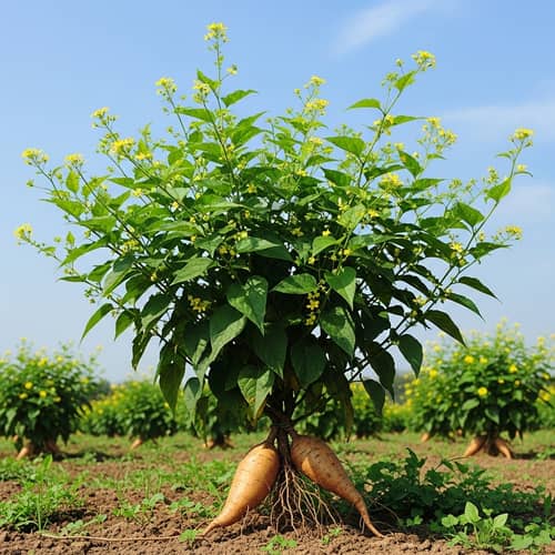Iconic Yacon Plant: Vivid Scene with Yacon Fruit and Lush Greenery