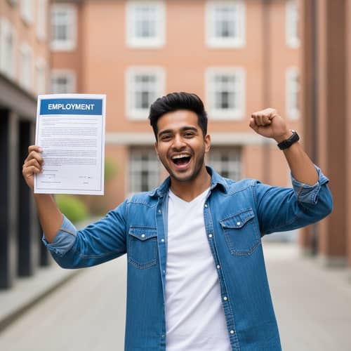 South Asian Student Celebrating Job Success