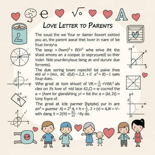 Mathematical Love Letter to Parents | Creative Expressions of Affection