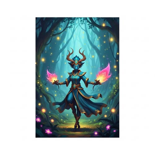 Mystical Creature in Enchanted Forest - Fantasy Digital Painting