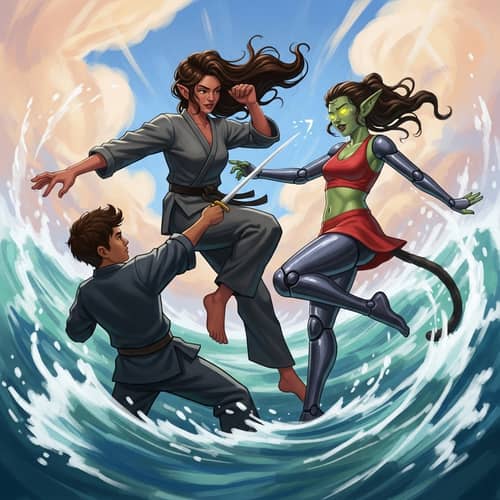 Fantastical Martial Artist Illustration - Vibrant & Dynamic