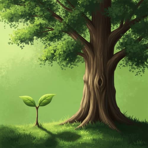 Sapling Reaching Up to Aged Tree | Digital Painting