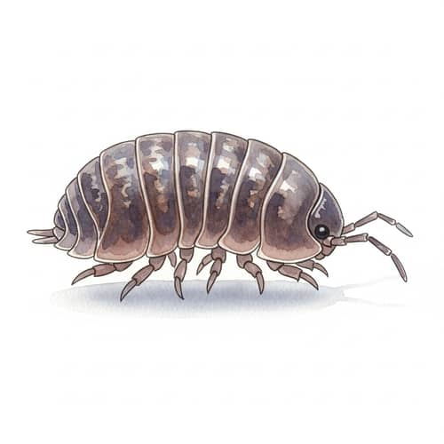 Realistic Armadillidium vulgare Illustration in Watercolor