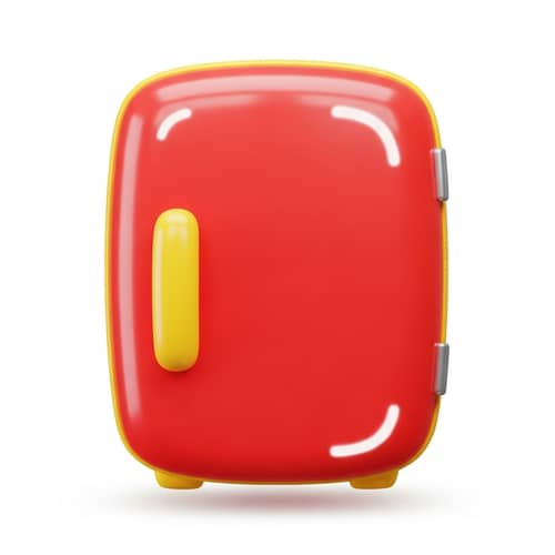 Vibrant Red and Yellow 3D Refrigerator Icon