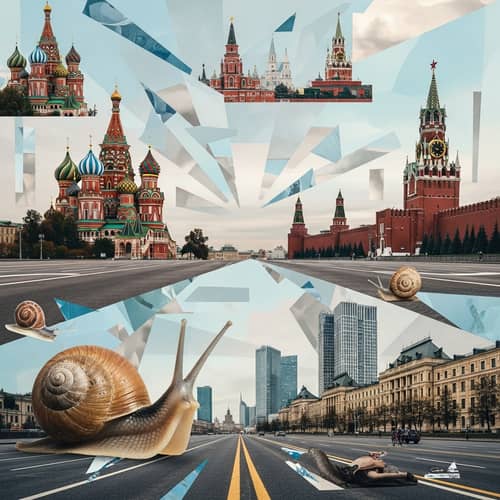 Moscow Through Snail's Eyes: Collage of Cityscape