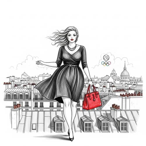 Chic Stylish Woman in Paris Rooftops - Olympic City Vibe