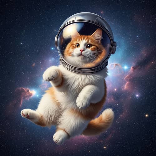 Adorable Space Cat in Shiny Helmet