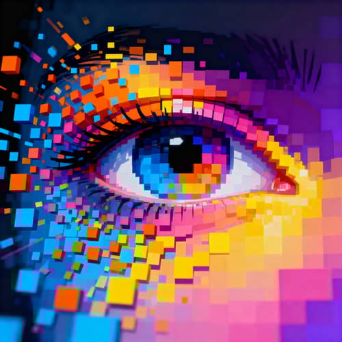 Colorful Pixel Eye Art - Digital Glitch Aesthetic