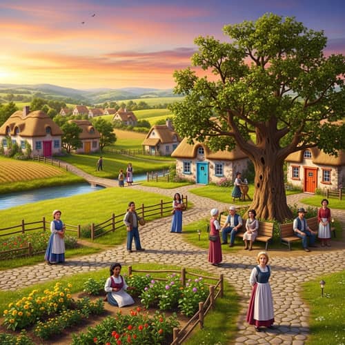 Cozy Village Nestled Amongst Rolling Hills | Rural Landscape