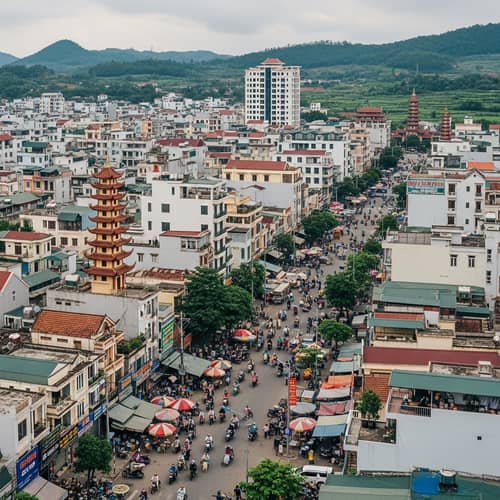 Lang Son City in the 2000s - Vibrant Mix of Modern and Traditional Vietnamese Architecture