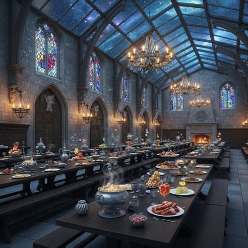 Mythical School of Magic Dining Hall | Enchanting Feasting Atmosphere