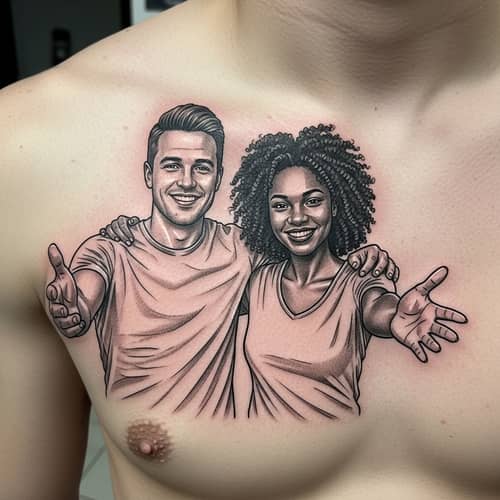 Best Friends Tattoo on Peck - Diversity Friendship Tattoo Design