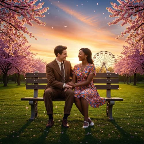 Romantic Sunset Scene in Lush Park | Love Story Movie Visual