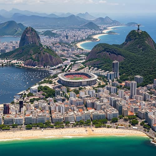 Rio de Janeiro Cityscape: Mountains, Ocean & Christ the Redeemer