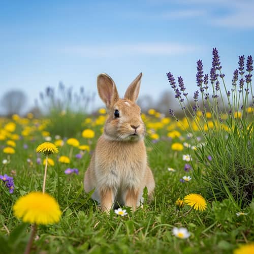 Cute Rabbit in Colorful Meadow | Serene Spring Day Scene