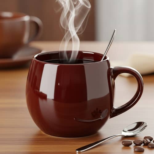 Rich Dark Brown Ceramic Coffee Mug for Hot Freshly Brewed Beverages