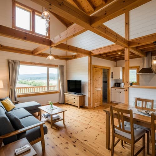 Cozy Timber House Interior | Rustic Decor & Wooden Beams