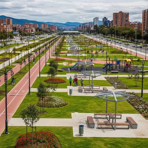Linear Park by La Vaca Wetlands, Bogota: Recreation & Sports Oasis