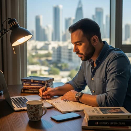 Middle-Eastern Man Working at Desk