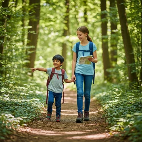 Forest Trip: 5-Year-Old Boy & 12-Year-Old Sister Exploring Nature