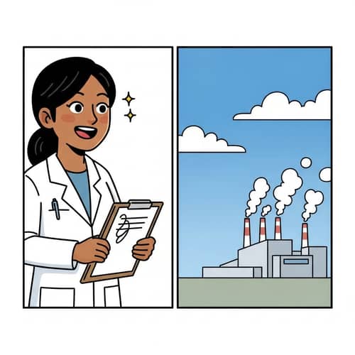 Happy South Asian Female Scientist Watches Safe Power Plant