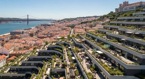 Unique Residential Complex with Green Rooftops | Urban Living Harmony