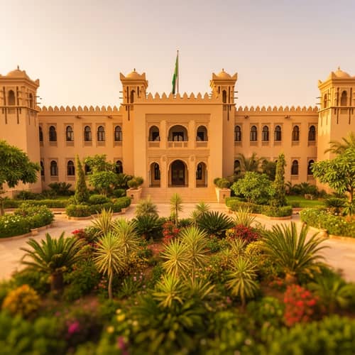 Embassy of Sudan Tilt-Shift Lens Photo: Traditional Architecture & Lush Greenery