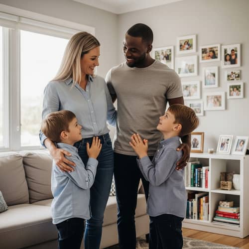 Heartwarming Family Moment: Caucasian Mother, Black Father, and Twin Boys