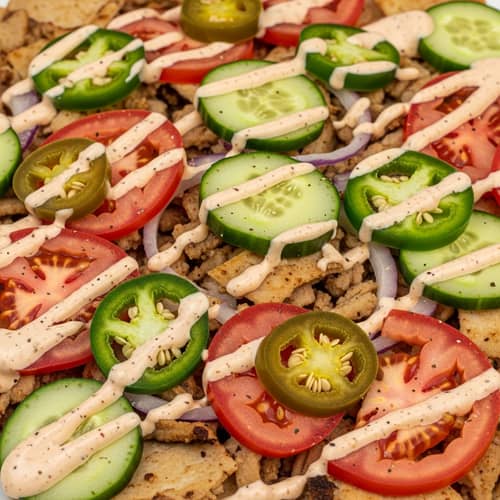 Mexican-Style Shawarma Dish in 4K Resolution | Spicy White Sauce & Fresh Veggies