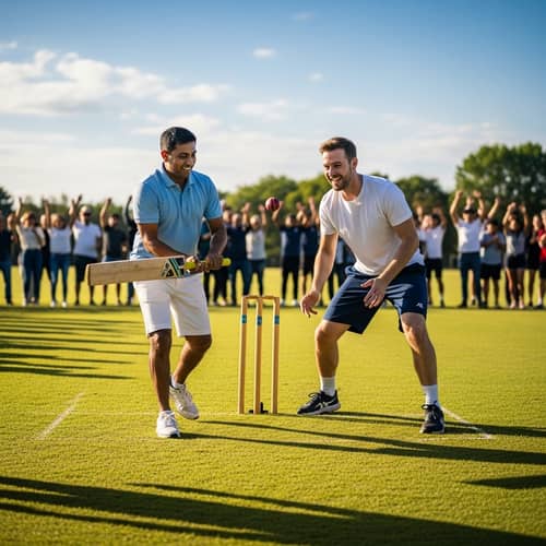 Friendly Cricket Game: South Asian and Caucasian Politicians in Action