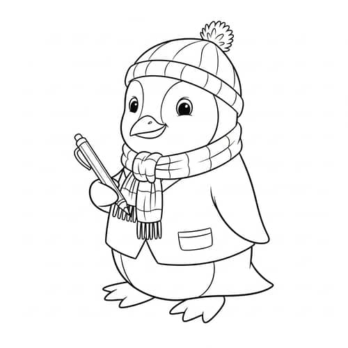 Classic Penguin Coloring Page - Child-Friendly Illustration