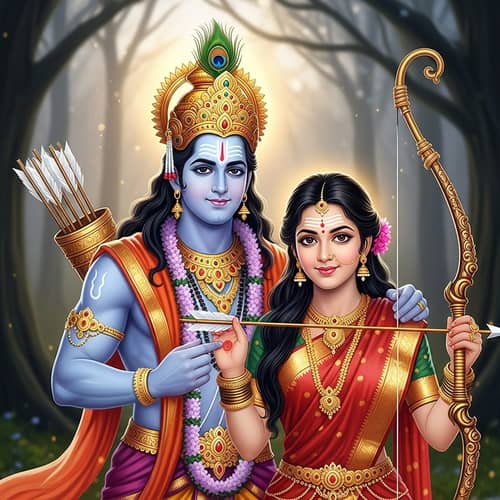 Divine South Asian Couple in Traditional Indian Attire - Ethereal Love and Unity