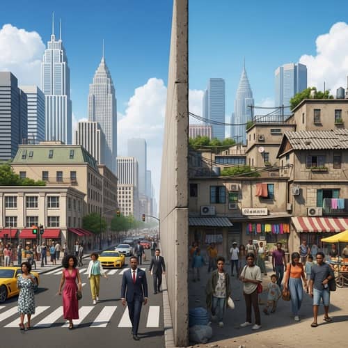 Urban Cityscape: Contrasting Lives Across the Wall