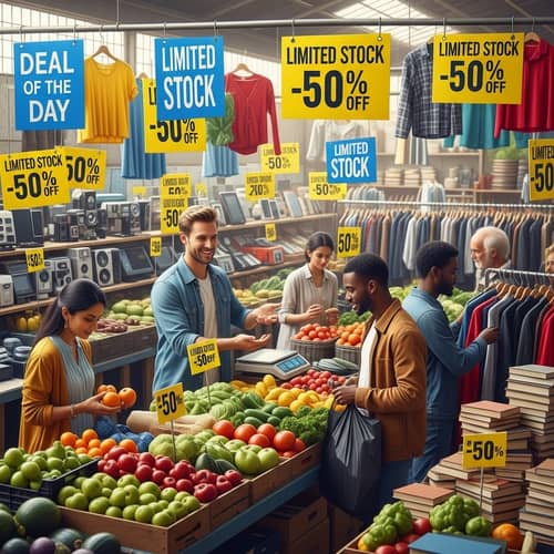 Thrifty Shopping Experience: Discount Market with Diverse Products