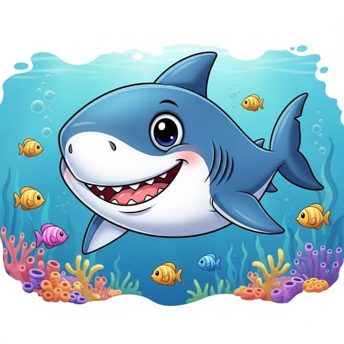Adorable Cartoon Shark Illustration for Kids